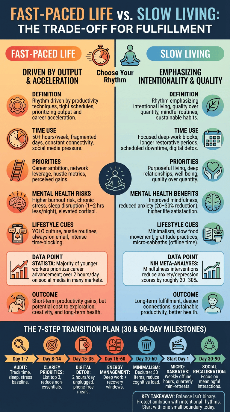 Fast-paced life vs slow living